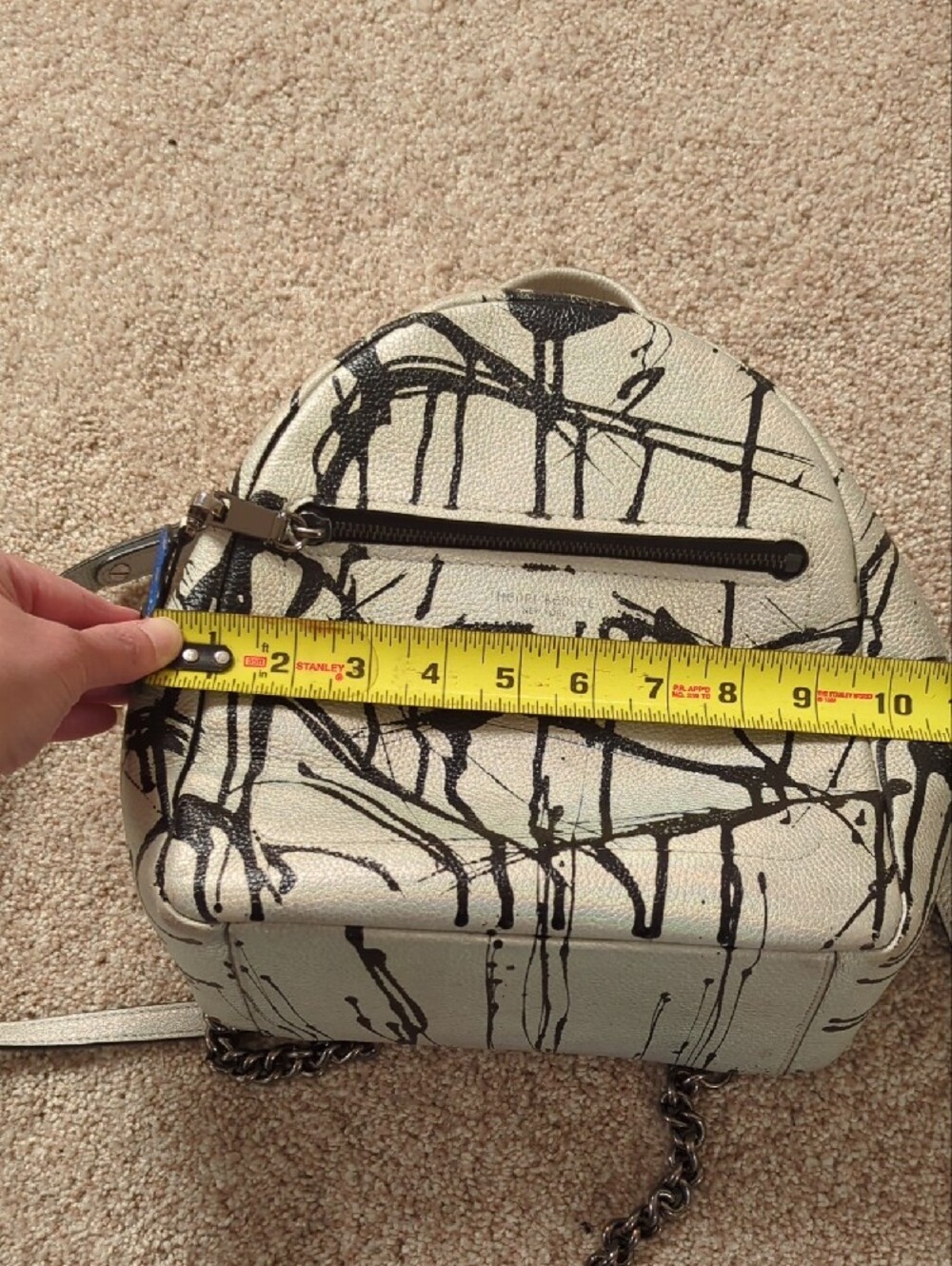 Henri Bendel "About Town" Splatter Print Mini Backpack With Storage Bag - Picture 14 of 15